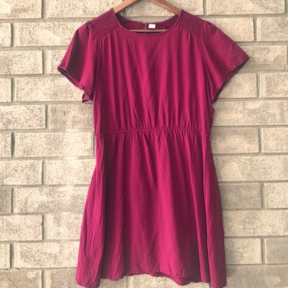 Old Navy Rayon Waist Defined Maroon Dress